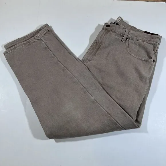 LL Bean Natural Fit Tan Canvas Flannel Lined 100% Cotton Pants Y2K Men's 40x29 - Picture 4 of 16